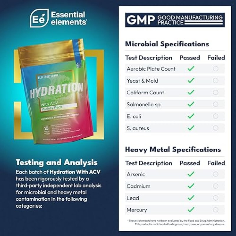 ESSENTIAL ELEMENTS SUGAR FREE ELECTROLYTE POWDER PACKETS, VARIETY, 15 STICKS, HYDRATION VITAMIN C
