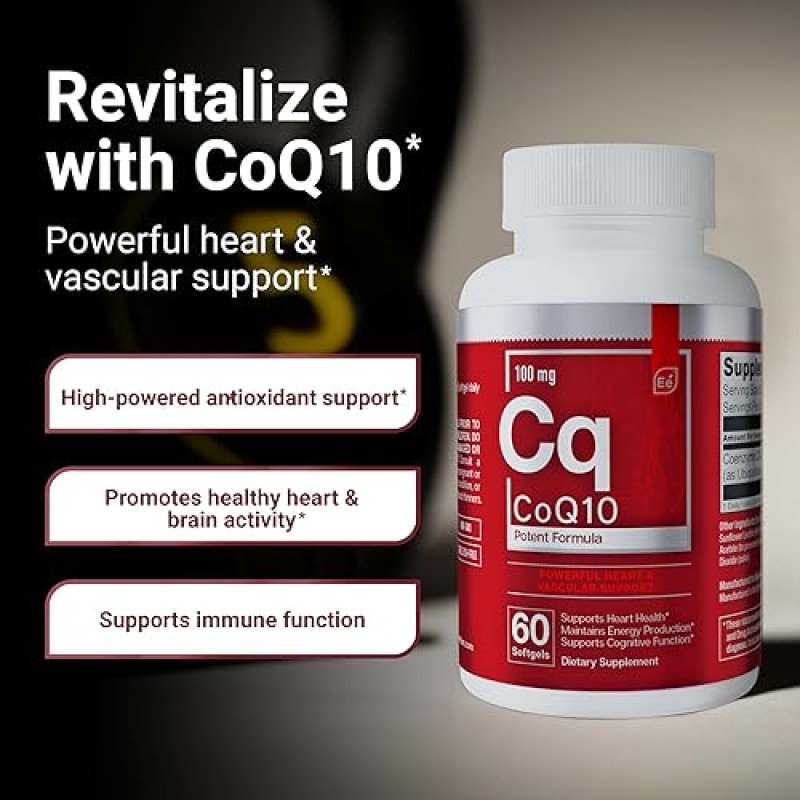 ESSENTIAL ELEMENTS  COQ10 100MG SOFTGELS HEART, BRAIN VASCULAR SUPPORT SUPPLEMENT, 60 COUNT, 2-MONTH SUPPLY