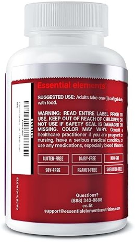 ESSENTIAL ELEMENTS  COQ10 100MG SOFTGELS HEART, BRAIN VASCULAR SUPPORT SUPPLEMENT, 60 COUNT, 2-MONTH SUPPLY