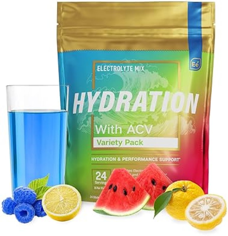 ESSENTIAL ELEMENTS SUGAR-FREE ELECTROLYTE POWDER PACKETS, 24 STICKS, ACV VITAMIN C, VARIETY PACK