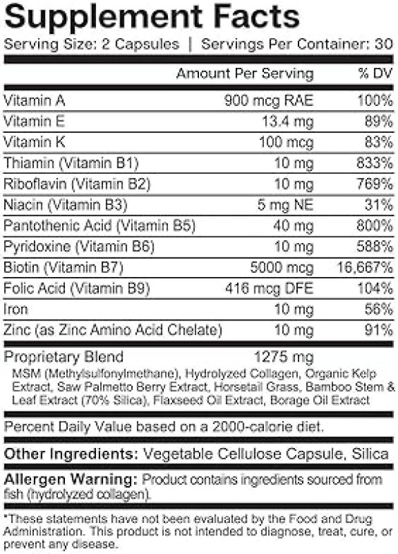 ESSENTIAL ELEMENTS HAIR HERO HAIR VITAMINS FOR MEN, 5000MCG BIOTIN, 60 CAPSULES, 2-PACK