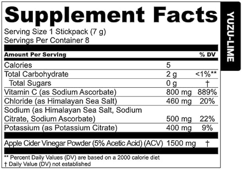 ESSENTIAL ELEMENTS SUGAR FREE ELECTROLYTE POWDER, YUZU LIME, 25 HYDRATION PACKETS WITH ACV VITAMIN C