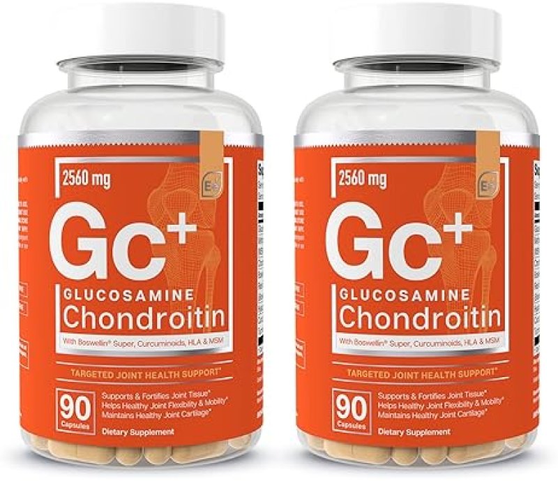 ESSENTIAL ELEMENTS  GLUCOSAMINE CHONDROITIN MSM BOSWELLIA HYALURONIC ACID JOINT SUPPORT SUPPLEMENT 180 CAPS, 2-PACK