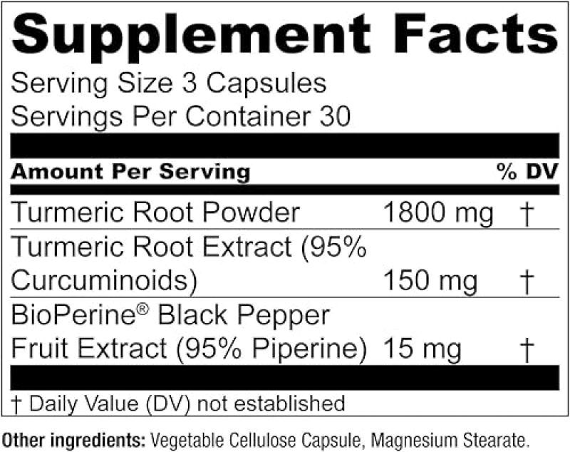 ESSENTIAL ELEMENTS TURMERIC CURCUMIN 1950MG WITH BIOPERINE, JOINT HEART SUPPORT, 90 CAPSULES