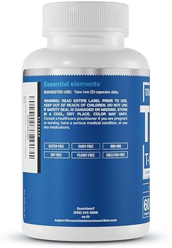 ESSENTIAL ELEMENTS  T-HERO TESTOSTERONE BOOSTER FOR MEN WITH ASHWAGANDHA, SHILAJIT BORON 60 CAPSULES, 30 SERVINGS