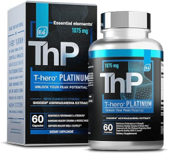 ESSENTIAL ELEMENTS  T-HERO PLATINUM TESTOSTERONE SUPPORT FOR MEN WITH ASHWAGANDHA, SHILAJIT BORON 60 CAPSULES
