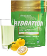 ESSENTIAL ELEMENTS  SUGAR-FREE ELECTROLYTE POWDER PACKETS YUZU LIME, 25 HYDRATION STICKS WITH ACV VITAMIN C
