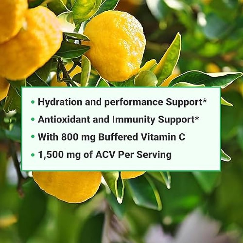 ESSENTIAL ELEMENTS  SUGAR-FREE ELECTROLYTE POWDER PACKETS YUZU LIME, 25 HYDRATION STICKS WITH ACV VITAMIN C
