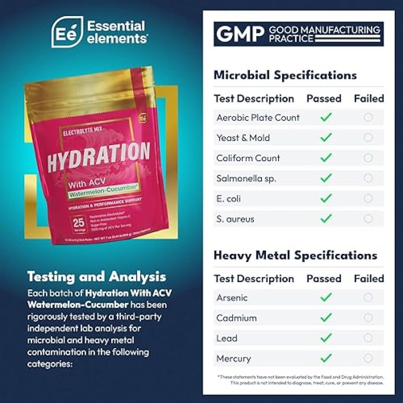 ESSENTIAL ELEMENTS HYDRATION PACKETS WATERMELON CUCUMBER SUGAR FREE ELECTROLYTE POWDER, 25 STICKS