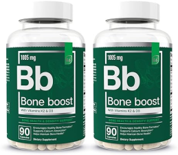 ESSENTIAL ELEMENTS  BONE BOOST BONE HEALTH SUPPLEMENT WITH CALCIUM, VITAMIN D3, K2, CISSUS 180 CAPSULES, 2-PACK