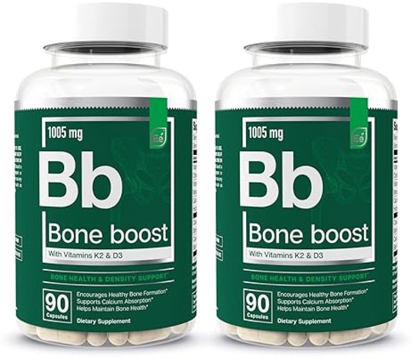 ESSENTIAL ELEMENTS  BONE BOOST BONE HEALTH SUPPLEMENT WITH CALCIUM, VITAMIN D3, K2, CISSUS 180 CAPSULES, 2-PACK