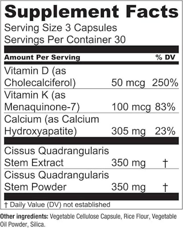 ESSENTIAL ELEMENTS  BONE BOOST BONE HEALTH SUPPLEMENT WITH CALCIUM, VITAMIN D3, K2, CISSUS 180 CAPSULES, 2-PACK