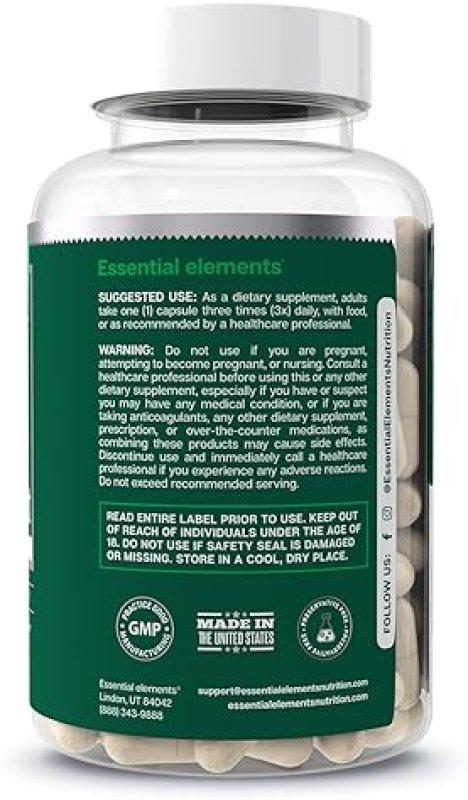 ESSENTIAL ELEMENTS  BONE BOOST SUPPLEMENT CALCIUM, VITAMIN D3, K2, CISSUS FOR BONE STRENGTH, 270 CAPSULES, 3-PACK