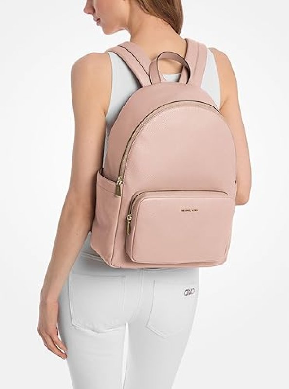 MICHAEL KORS TANNER LARGE SOFT PINK BACKPACK WITH GOLD-TONE HARDWARE STYLISH DESIGNER BAG