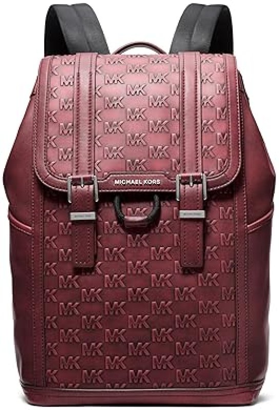 MICHAEL KORS COLBY MEDIUM FLAP BACKPACK, OXBLOOD LEATHER, NICKEL HARDWARE, DESIGNER BAG