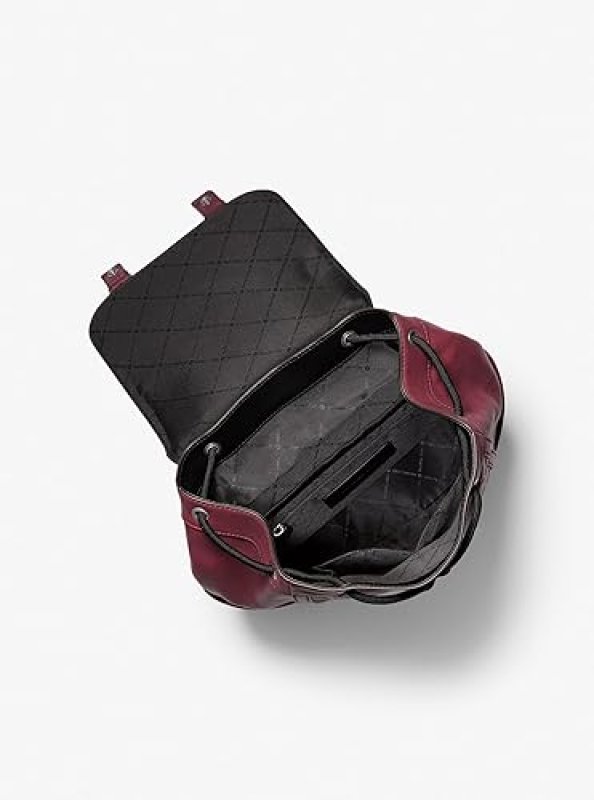 MICHAEL KORS COLBY MEDIUM FLAP BACKPACK, OXBLOOD LEATHER, NICKEL HARDWARE, DESIGNER BAG