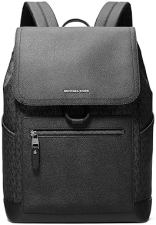 MICHAEL KORS HUDSON TRAVEL BACKPACK, BLACK SIGNATURE WITH LIGHT GUNMETAL HARDWARE, MENS RUCKSACK