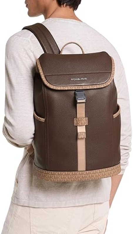 MICHAEL KORS HUDSON SLIM FLAP LEATHER BACKPACK FOR MEN STYLISH DESIGNER TRAVEL BAG