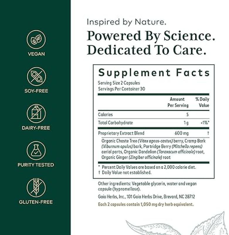 GAIA HERBS PRO VITEX SUPPLEMENT SUPPORTS HEALTHY OVULATION REPRODUCTIVE HEALTH 60 CAPSULES