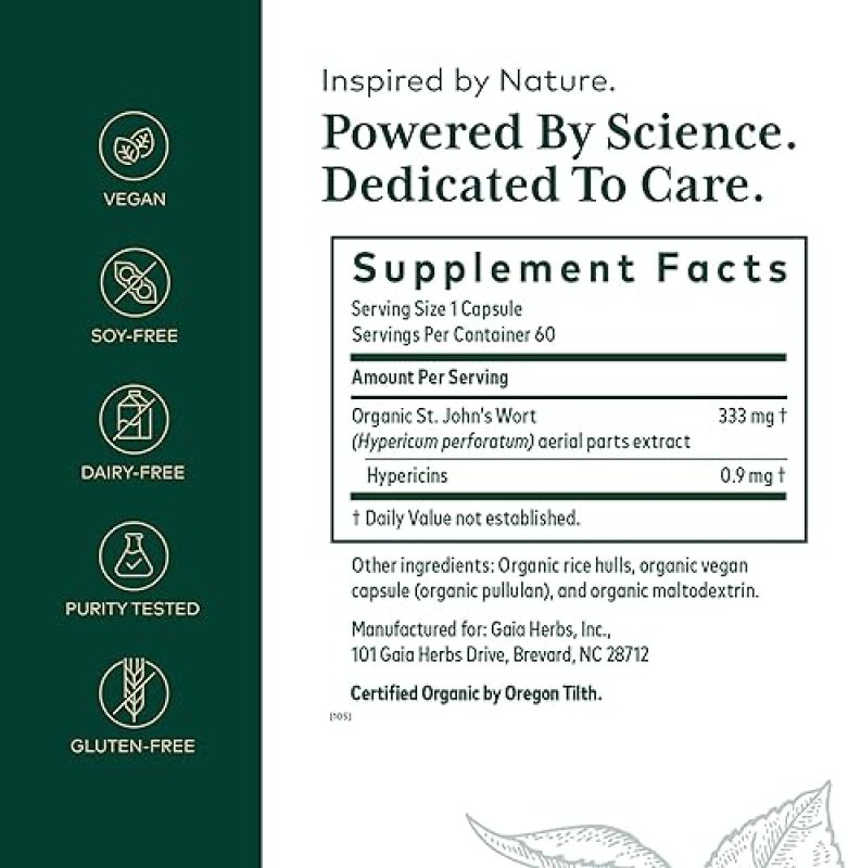 GAIA HERBS PRO ST. JOHNS WORT ORGANIC MOOD IMMUNE SUPPORT SUPPLEMENT 60 LIQUID PHYTO-CAPS