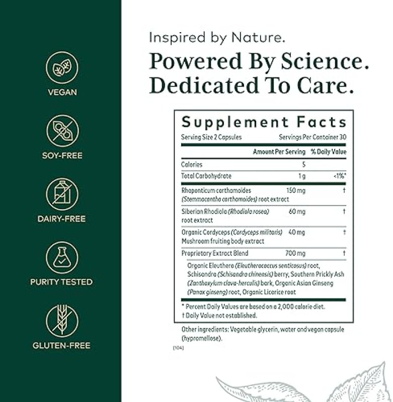 GAIA HERBS PRO REVIVE HPA ADRENAL HEALTH ENERGY SUPPLEMENT WITH CORDYCEPS GINSENG, 60 CAPS