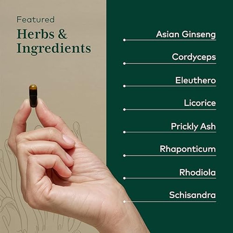 GAIA HERBS PRO REVIVE HPA ADRENAL HEALTH ENERGY SUPPLEMENT WITH CORDYCEPS GINSENG, 60 CAPS
