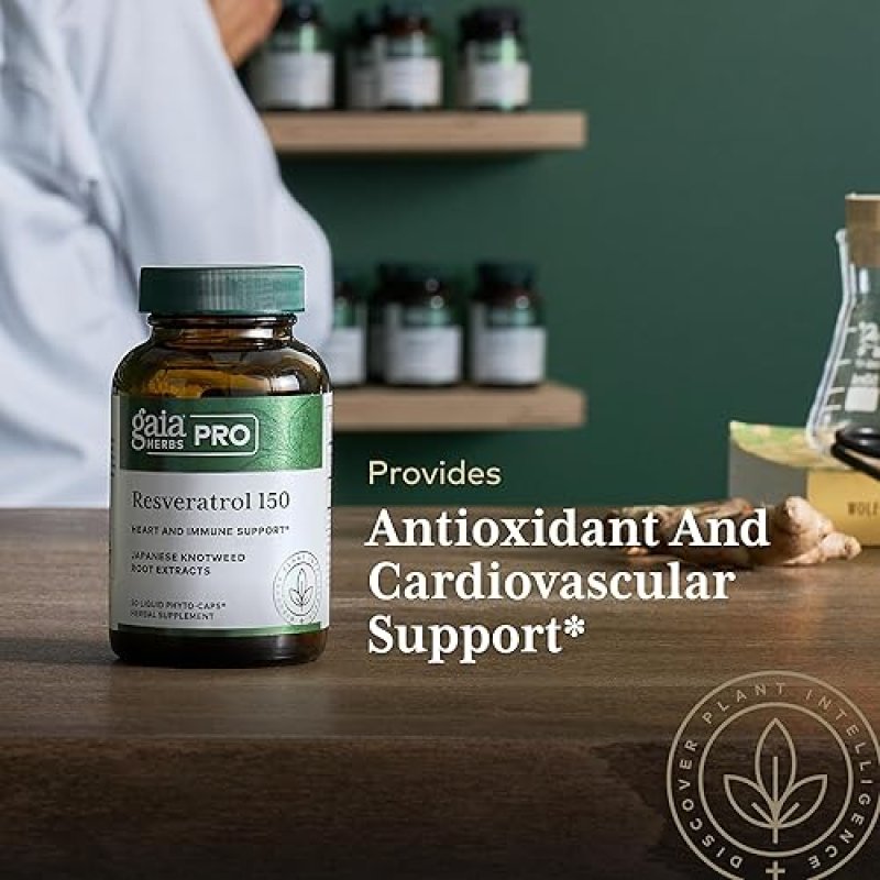GAIA HERBS  PRO RESVERATROL 150 HEART IMMUNE SUPPORT VEGAN, GLUTEN-FREE 50 CAPSULES