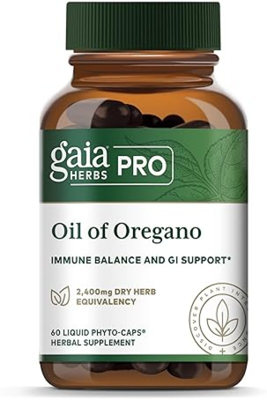 GAIA HERBS OIL OF OREGANO CAPSULES IMMUNE GUT HEALTH SUPPORT, ANTIOXIDANTS 60 VEGAN PILLS