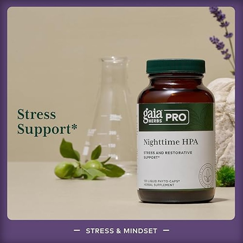 GAIA HERBS PRO NIGHTTIME HPA SLEEP SUPPORT SUPPLEMENT WITH ASHWAGANDHA CORDYCEPS, 120 CAPS