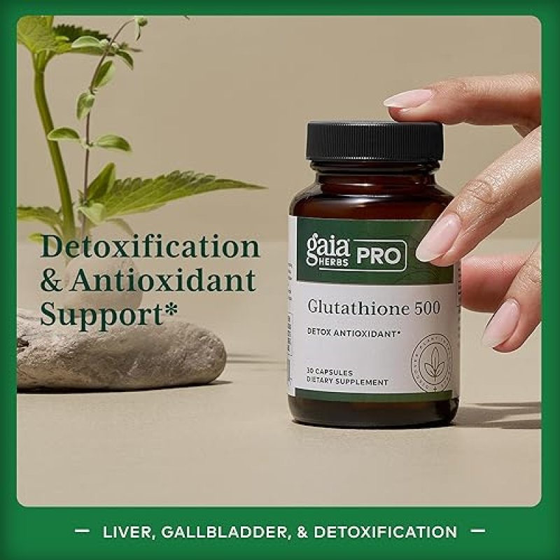 GAIA HERBS PRO GLUTATHIONE 500MG ANTIOXIDANT SUPPLEMENT FOR CELLULAR HEALTH, VEGAN, 30 CAPSULES