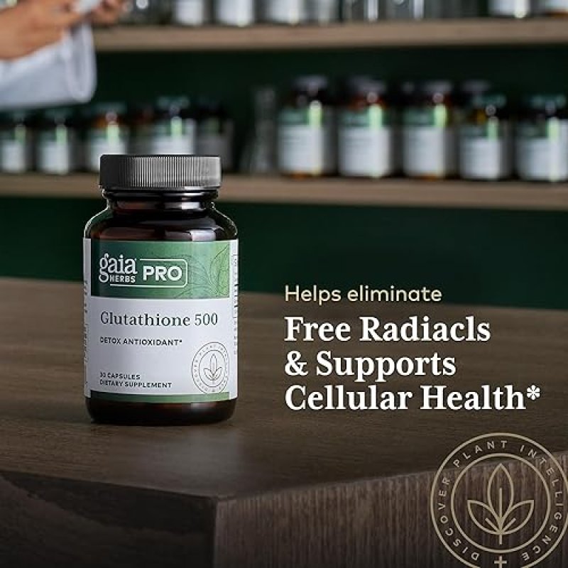 GAIA HERBS PRO GLUTATHIONE 500MG ANTIOXIDANT SUPPLEMENT FOR CELLULAR HEALTH, VEGAN, 30 CAPSULES