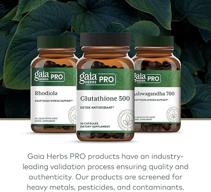 GAIA HERBS PRO GLUTATHIONE 500MG ANTIOXIDANT SUPPLEMENT FOR CELLULAR HEALTH, VEGAN, 30 CAPSULES