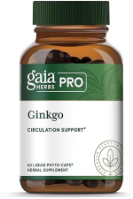 GAIA HERBS PRO GINKGO SUPPLEMENT BRAIN FUNCTION BLOOD CIRCULATION SUPPORT, 60 CAPSULES