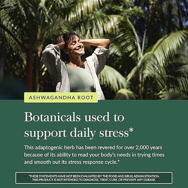 GAIA HERBS ASHWAGANDHA ROOT CAPSULES STRESS RELIEF SLEEP SUPPORT SUPPLEMENT, 120 VEGAN CAPS