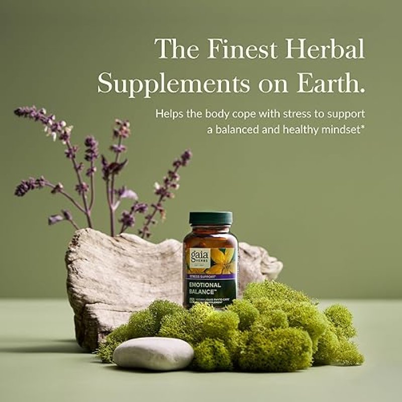 GAIA HERBS EMOTIONAL BALANCE STRESS SUPPORT SUPPLEMENT WITH ST. JOHN S WORT 60 VEGAN CAPSULES