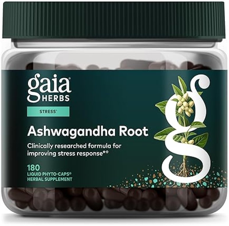 GAIA HERBS ASHWAGANDHA ROOT CAPSULES STRESS RELIEF, SLEEP ENERGY SUPPORT 180 VEGAN PILLS