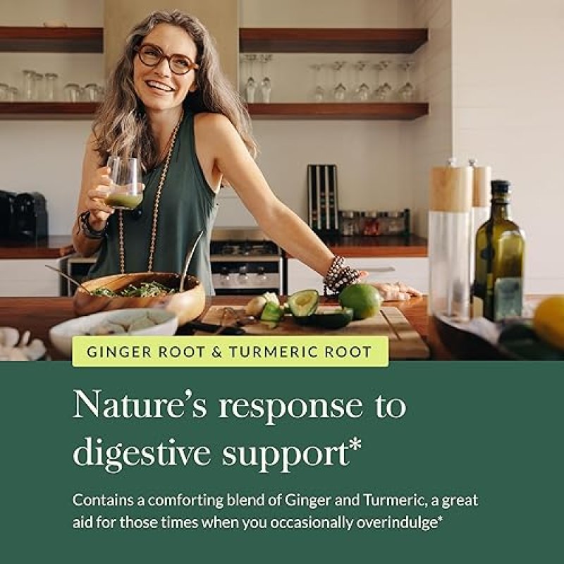 GAIA HERBS GINGER SUPREME CAPSULES ORGANIC GINGER TURMERIC FOR DIGESTION NAUSEA RELIEF, 60CT