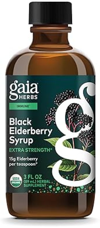 GAIA HERBS ORGANIC BLACK ELDERBERRY SYRUP, IMMUNE SUPPORT SUPPLEMENT, 3 FL OZ, USDA CERTIFIED