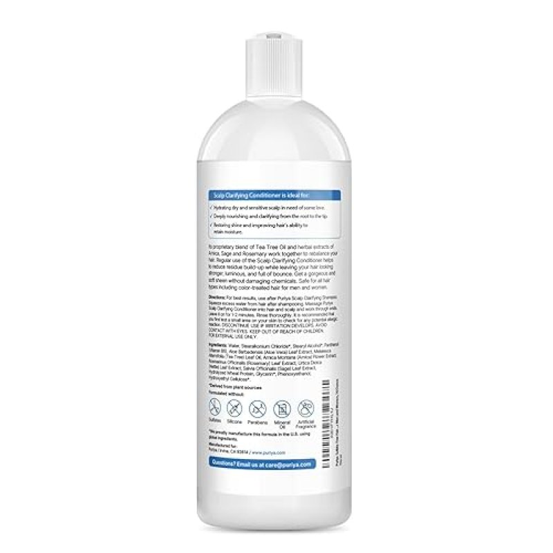 PURIYA SULFATE-FREE CONDITIONER WITH TEA TREE OIL FOR DRY, ITCHY SCALP DAMAGED HAIR, 16 OZ