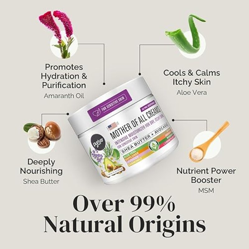 PURIYA INTENSIVE MOISTURIZER CREAM WITH HONEY SHEA BUTTER FOR DRY, SENSITIVE SKIN, PLANT-BASED