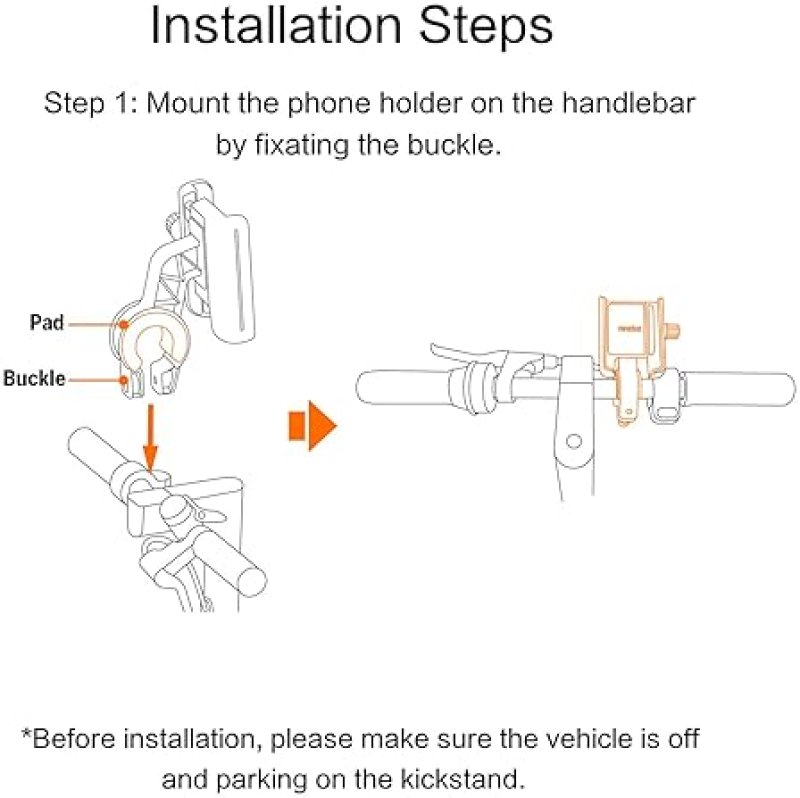 SEGWAY NINEBOT ADJUSTABLE PHONE MOUNT FOR SCOOTERS BIKES, 4-6.5 UNIVERSAL HANDLEBAR HOLDER