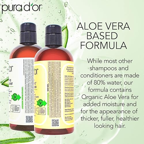 PURA DOR BIOTIN SHAMPOO CONDITIONER SET, ANTI-THINNING, CLINICALLY PROVEN FOR THICKER HAIR, 16OZ X2