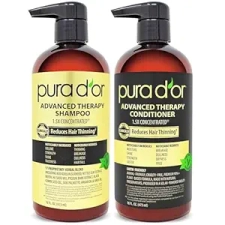 PURA DOR BIOTIN SHAMPOO CONDITIONER SET FOR THINNING HAIR, CLINICALLY TESTED, 16OZ EACH