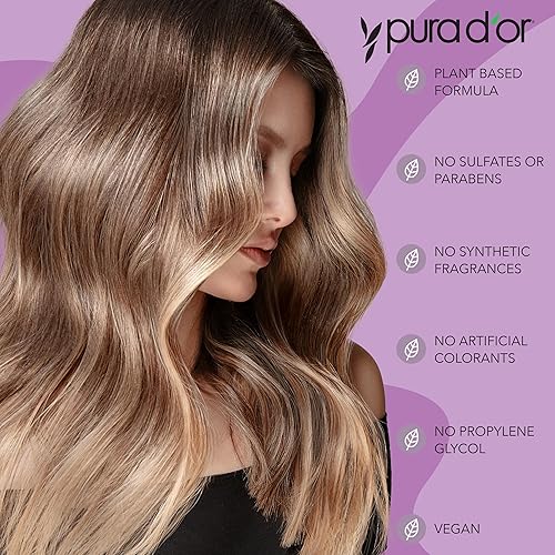 PURA DOR PURPLE SHAMPOO CONDITIONER SET FOR BLONDE, SILVER, COLOR-TREATED HAIR, SULFATE-FREE