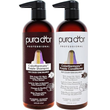 PURA DOR PURPLE SHAMPOO CONDITIONER SET FOR BLONDE, SILVER, COLOR-TREATED HAIR, SULFATE-FREE