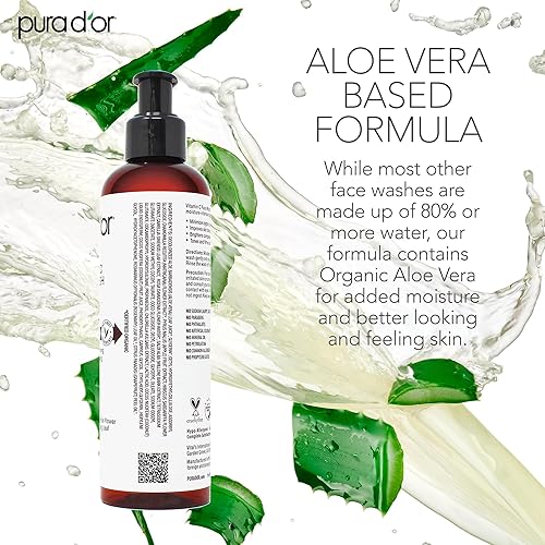 PURA DOR VITAMIN C FACE WASH 8OZ - HYDRATING, GENTLE CLEANSER FOR RADIANT, EVEN SKIN TONE