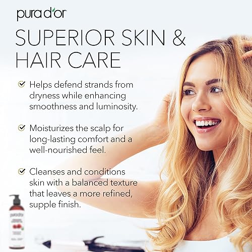 PURA DOR ORGANIC CASTOR OIL 16OZ COLD-PRESSED, USDA CERTIFIED, FOR HAIR, LASHES, BROWS, SKIN