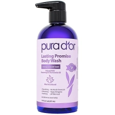 PURA DOR CALMING LAVENDER BODY WASH 16OZ ALOE VERA, ROSEMARY, CHAMOMILE, SULFATE-FREE, VEGAN