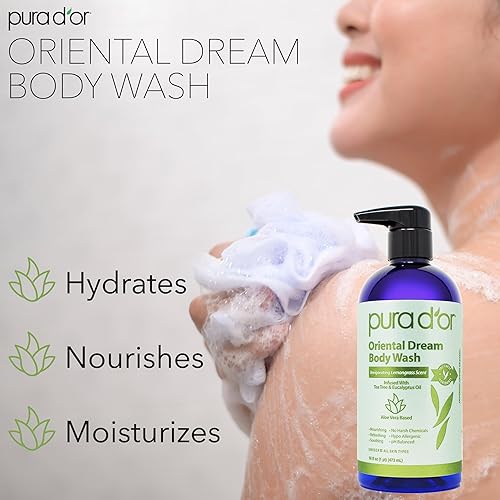PURA D OR ORIENTAL DREAM BODY WASH 16OZ LEMONGRASS, ALOE, TEA TREE, SULFATE-FREE, VEGAN