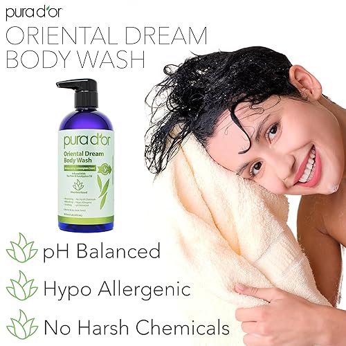 PURA D OR ORIENTAL DREAM BODY WASH 16OZ LEMONGRASS, ALOE, TEA TREE, SULFATE-FREE, VEGAN